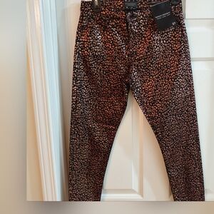 Banana Republic Leopard Print Straight Leg Jeans - Black and Brown